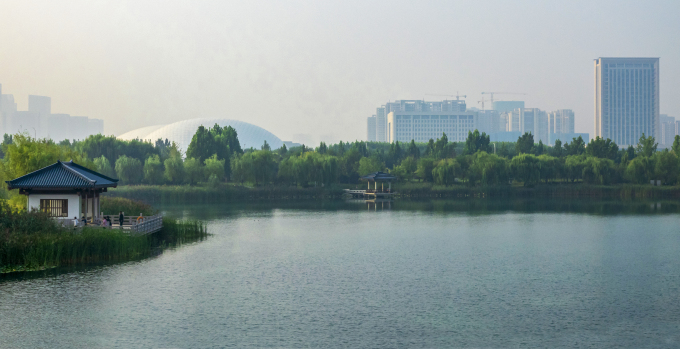 湖边凉亭户外风景高清图