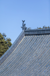 国风建筑雕像屋檐实拍图