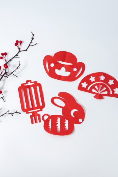 可爱兔子剪纸新年传统剪纸元宝灯笼实拍图
