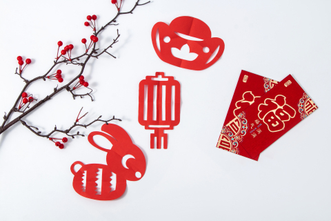 精致果子树枝新年剪纸红包实拍图