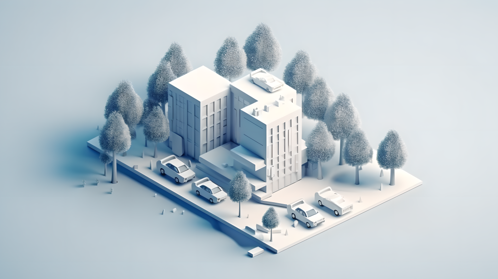 城市景观建筑3D图标摄影版权图片下载