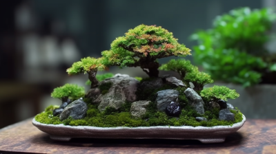 苔藓微景观盆栽摄影图片