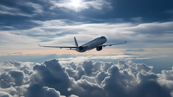 高空白云蓝天飞机摄影