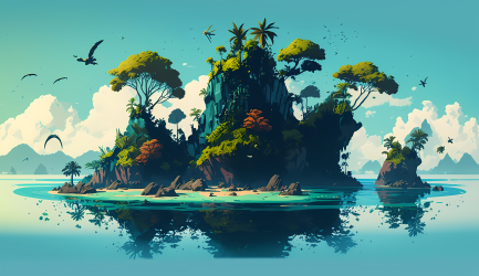 漫画中的夏日热带海岛摄影高清图
