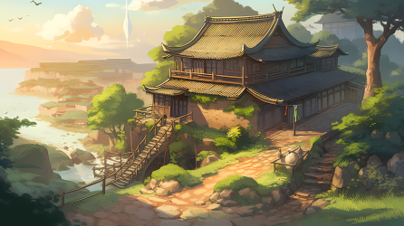 和平乡村风光画高清图