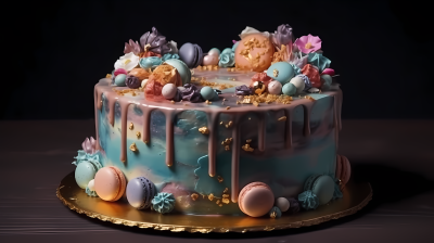 彩色生日蛋糕摄影图片