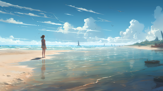 夏季海边景色摄影图