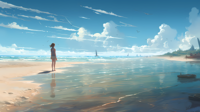 夏季海边景色摄影图