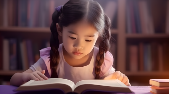 书香少女图书馆阅读图片