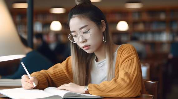 古风图书馆美女大学生学习高清图