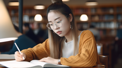 古风图书馆美女大学生学习高清图