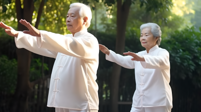 公园太极拳长者摄影图