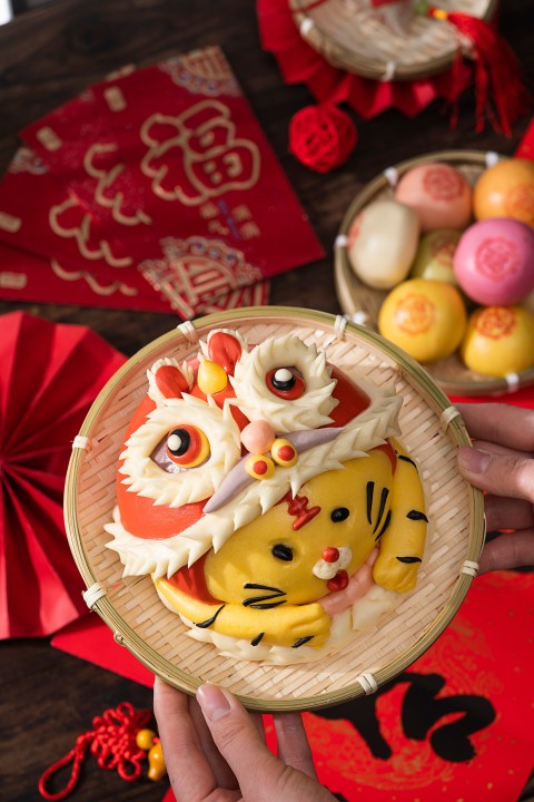 精致传神醒狮花馍实拍图版权图片下载