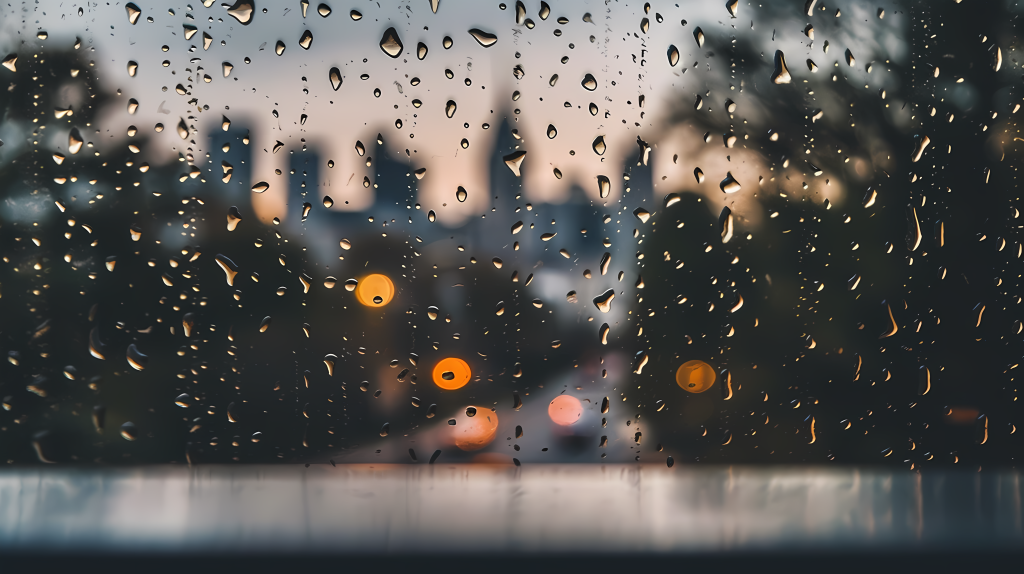 雨滴悄然落下城市树林间高清图版权图片下载