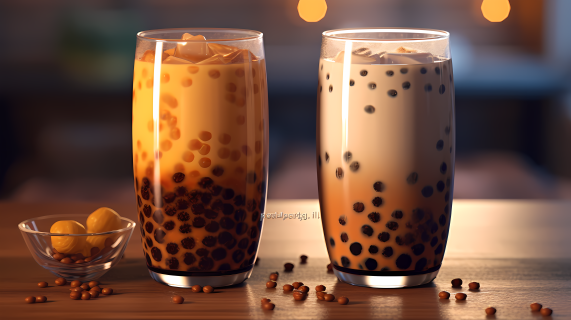 泡泡奶茶肉桂飘香摄影图