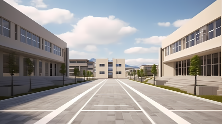 中学空旷的校园教学楼摄影图