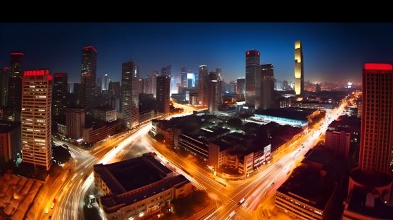 城市夜景繁华街道摄影图