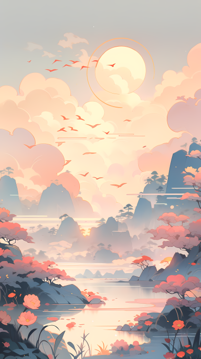 中国山水画风景摄影图