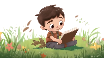 少年阅读开卷图摄影图片