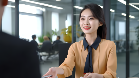 办公室中的亚洲华裔女性面试摄影图片