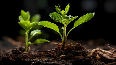 新绿植物的叶芽摄影图片
