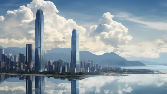 香港双塔摄影图片