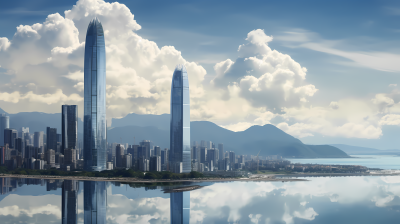 香港双塔摄影图片