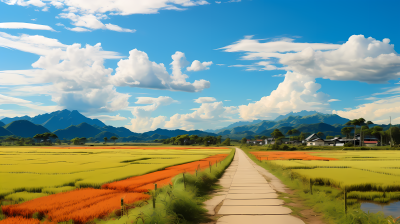 丰饶山水田园风光摄影图