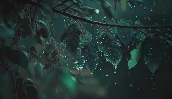 雨中绿叶摄影图