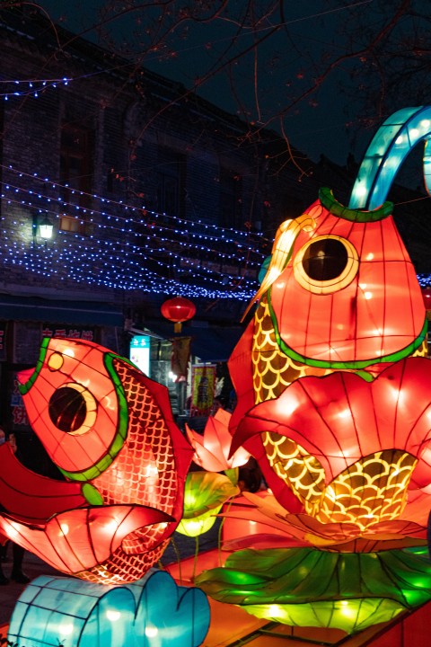 鲤鱼跃龙门花灯高清图版权图片下载