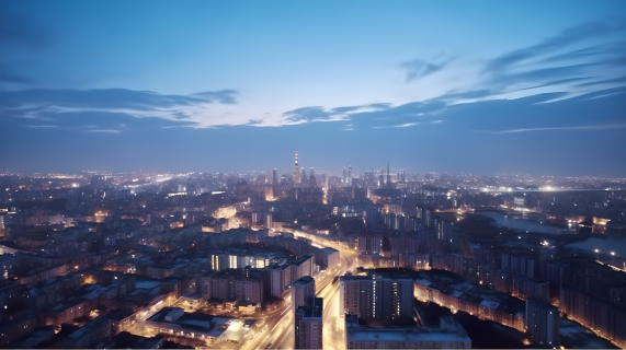 夜晚城市鸟瞰摄影图片