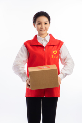 真诚美好的红马甲志愿者高清图