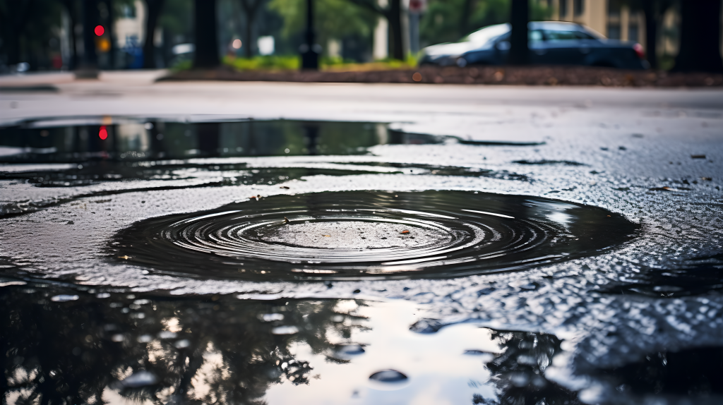 奥兰多佛罗里达雨滴在水坑中的波纹摄影图版权图片下载