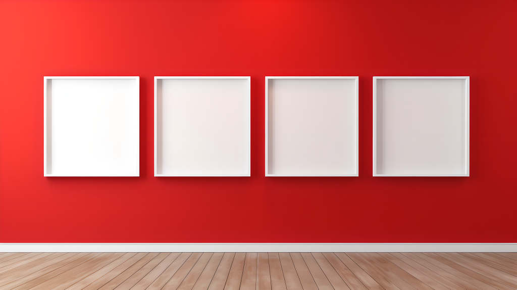 红色画廊展示室摄影版权图片下载