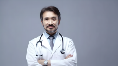 白衣男医生肖像摄影图片
