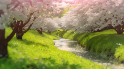 春季浪漫樱花盛开图