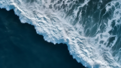 汹涌的海浪滚滚而来，鸟瞰全景摄影图片