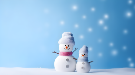 蓝色背景上的两个雪人高清图