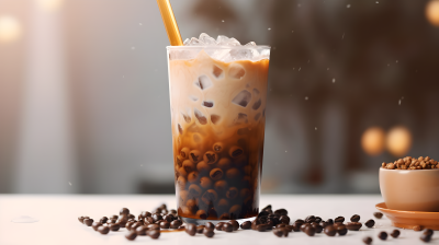 黑糖珍珠奶茶摄影图片
