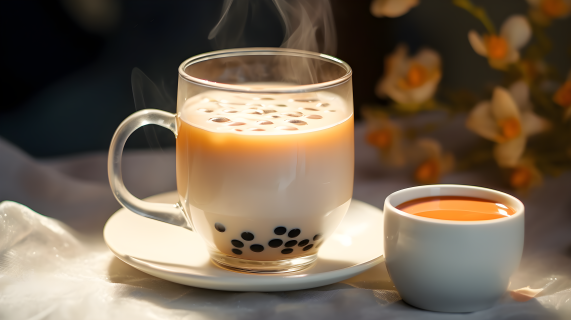 香浓热奶茶摄影图片