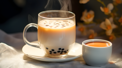 香浓热奶茶摄影图片