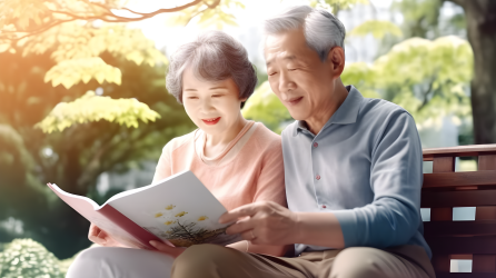 悠然自得老夫妇摄影图片