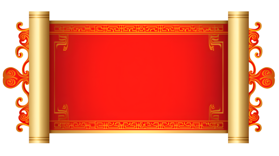 中国传统红色金卷轴白底摄影图