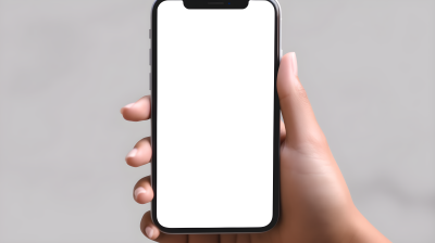 迷人的女性手持iPhone X，白屏