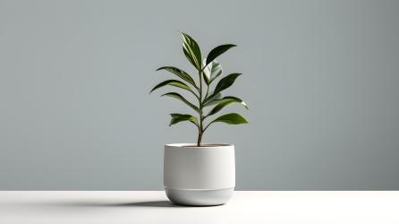 白色盆中的绿植摄影图
