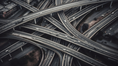 航拍上海错综复杂的高架公路摄影图