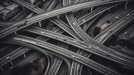 航拍上海错综复杂的高架公路摄影图