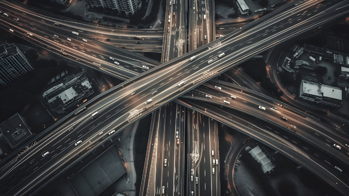 上海高架公路错综复杂摄影图片