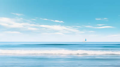 碧海白沙波涛汹涌的超写实摄影图片