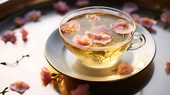 清香扑鼻的莲花茶摄影图片